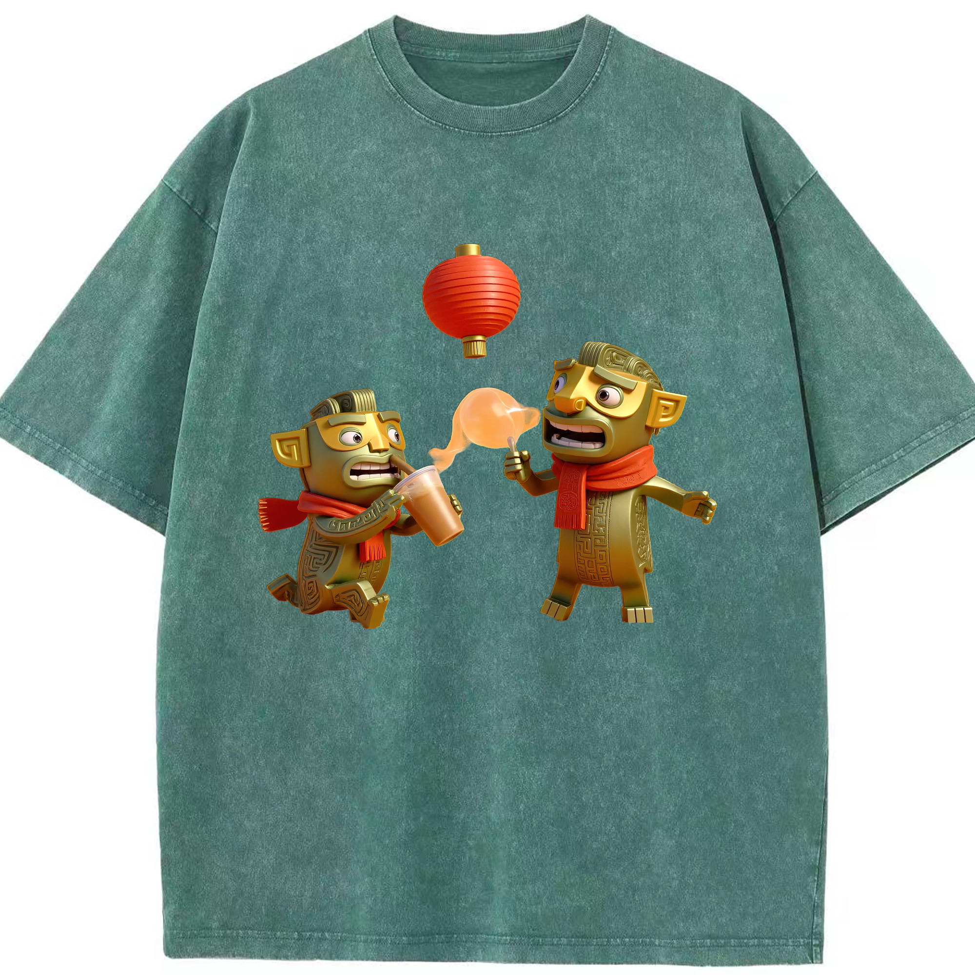 （画像用） Ne Zha 2 ナタ 魔童の大暴れ 綿100% ヴィンテージ風 半袖Tシャツ（フロントプリント）